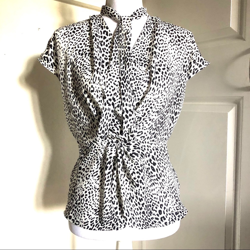 NWT Short-sleeve Leopard Print Blouse